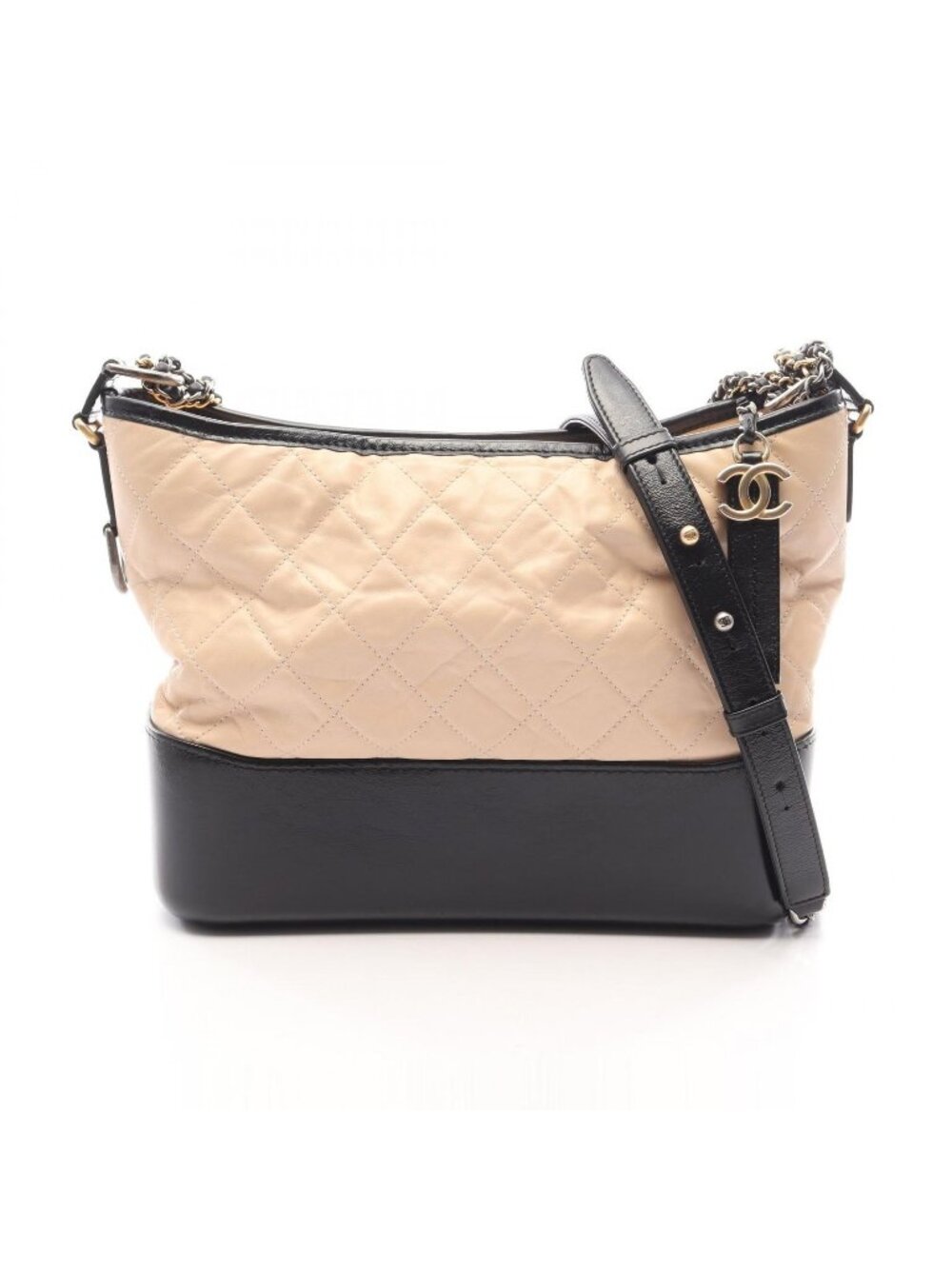 Chanel Shoulder Bag Gabrielle de Chanel Large Hobo Beige Black Calfskin Chain
